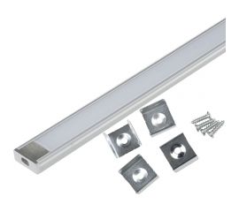 Накладной алюминиевый профиль Uniel с матовым рассеивателем, 200 см. 2 заглушки+4 крепежа в/к. UL-00005027 