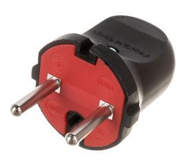 Прямая вилка AY-KA 6А 250В без заземления, черный 7911000 