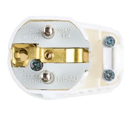 Штепсельная угловая вилка NE-AD с заземлением, UPS, 16А, 250В, Белый 1004 