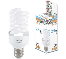 Люминесцентная лампа TDM НЛ-FSТ2-25 Вт-6500 К–Е27 54x126 мм Народная SQ0347-0064 