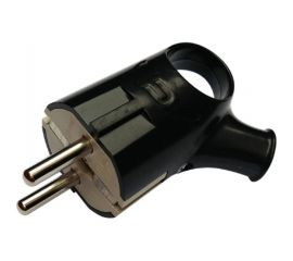 Угловая вилка с кольцом IN HOME с заземлением, 16А, черная, 4220 4690612009155 