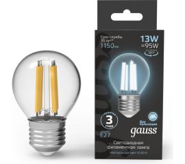 Лампа Filament Gauss Шар 13W 1150lm 4100К Е27 LED 1/10/50 105802213 