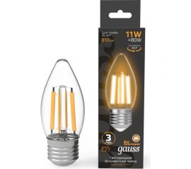 Лампа Gauss Filament Свеча 11W 810lm 2700К Е27 LED 1/10/50 103802111 