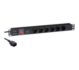 Блок розеток ExeGate ServerPro PDU-19H609 Al-6S-C14-2CU-SPD1 19 1U алюминий 6Schuko кабель с C14 2м SPD1. 280834 