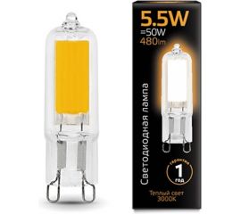 Лампа Gauss LED G9 AC220-240V 5.5W 480lm 3000K Glass 107809105 