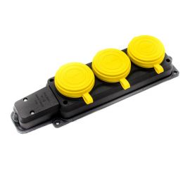 Влагозащищенная штепсельная розетка Alfa на 3 гнезда, каучуковая, IP44 с заземлением 250В, 16А 20103000 Y 