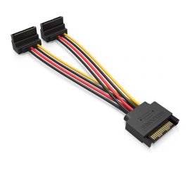Кабель питания-разветвитель Vention SATA 15pin M / 2 x SATA 15pin F, угол 90 - 0.15м KDBBB 