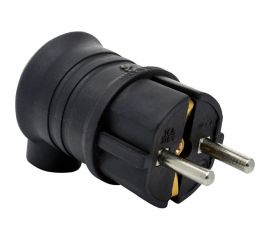 Угловая вилка Alfa каучук с заземлением Черная 20200009 