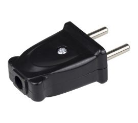 Электрическая плоская вилка Alfa без заземления Черная 30100006 