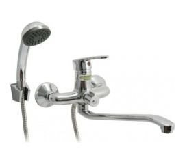 Ванно-душевой смеситель Juguni одноручный, с металлическим шлангом и хромированной лейкой 0402.601A 
