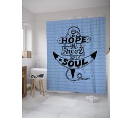 Штора (занавеска) для ванной JoyArty ""Надежда - якорь для души"" из сатена, 180х200 см с крючками, sc_61701 