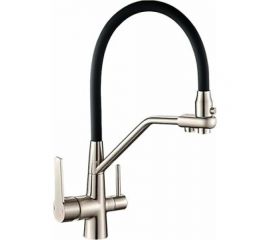 Смеситель для кухни OUTE T603BL-2 сатин с черным изливом 