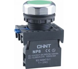 Кнопка управления CHINT NP8-10BND/3 1НО зел. AC 110В-220В(LED) IP65 (R) 667251 