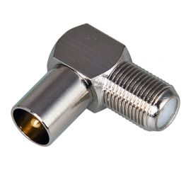 Антенный угловой переходник REXANT RG-6, SAT, гнездо F - штекер ТВ, 06-0027-A 