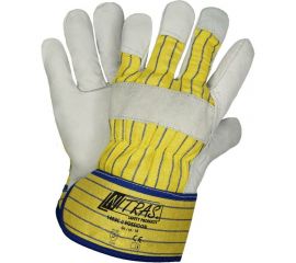 Комбинированные перчатки Nitras белые, из кожи КРС А класса, х/б подкладка, крага, р.10 1403 C-103 