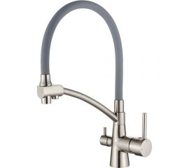 Смеситель для кухни Ledeme с выходом для питьевой воды, серый/сатин L4855A-9 808342 