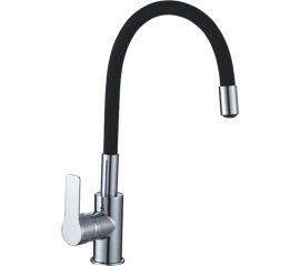 Смеситель для кухни Gota Rocio Santa-Barbara с силиконовым изливом, крепление гайка, черный d35 302532-GOTA 