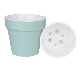Пластиковый горшок liveingreen Протея 1.4 л, мята/белый, диам. 14.5 см, высота 13 см, с вкладкой ПР14-14 