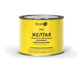 Быстросохнущая грунт-эмаль по металлу Elcon (3 в 1 по ржавчине; матовая; желтая; 0,4 кг) 00-00462641 
