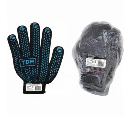 Утепленные перчатки TDM х/б с ПВХ-протектор, двойные зимние, черные, SQ1016-0203 