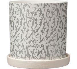 Горшок ООО КОМПОЗИТ Шарм белый серебро цилиндр №2. КБ-Ц2-252-0331 