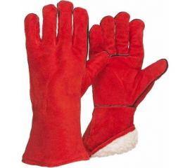 Утепленные спилковые пятипальные краги DINFIX Тип ТЕРЕК красные, с подкладкой, 1шт 00-00002566 