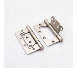 Стальная петля RENZ 100х75х2,5 мм, 2 подшипника, б/колп., подвес, никель матовый (без врезки) DIY100-2BB FH SN безВР 