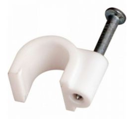 Пластиковая круглая скоба с гвоздем REXANT 8 мм, белая, 20 шт. 07-4008-20 