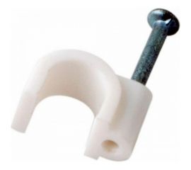 Пластиковая круглая скоба с гвоздем REXANT 6 мм, белая, 20 шт. 07-4006-20 