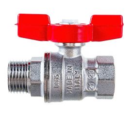 Шаровой кран Giacomini, R854, 1/2, ВН, ручка-бабочка красная, хромированный R854X023 