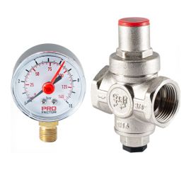 Редуктор давления PROFACTOR поршневой, c манометром 3/4"" PF PRV 251.20G 