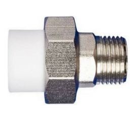 Разъемная муфта PPRC MeerPlast Дн20х15 Ру25 белая наружная резьба D200-00491 