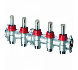 Запорный коллектор с расходомероми FAR 1" 3 отвода 3/4" EUROKONUS FK 3980 13403 