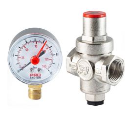 Редуктор давления PROFACTOR поршневой, c манометром 1/2"" PF PRV 251.15G 