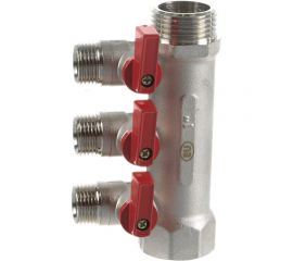 Коллектор с отсекающими шаровыми кранами EUROS 3 выхода 1" x 1/2" EU.ST3042285 3x1x12_k 