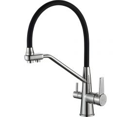 Смеситель для питьевой воды DEVIDA с черным гибким изливом, на гайке DVS1509-18N 