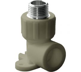 Угольник комбинированный ПОЛИТЭК 20x1/2 наруж. р. (с креплением) PPRC (СЕРЫЕ) 9500082012С 