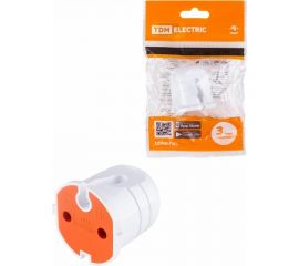 Кабельная розетка TDM без заземления, белая с красной вставкой, 10А, 250B SQ1806-0213 