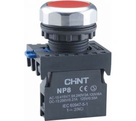 Кнопка управления CHINT NP8-01BN/4 без подсветки красная 1НЗ IP65 (R) 667231 