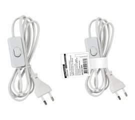 Шнур с выключателем и плоской вилкой TDM Народный ШВВП 2x0,5мм2 2м. белый SQ1305-0041 