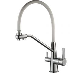 Смеситель для питьевой воды DEVIDA с белым гибким изливом, на гайке DVS1509-18W 