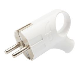 Угловая вилка Евро REXANT с заземлением 16А с кольцом белая 11-8951 