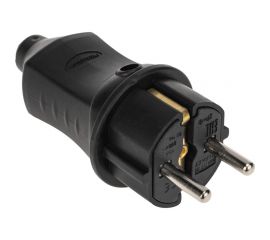 Прямая вилка PROCONNECT влагозащищенная 2P+PE 230V, 16 А, IP44 каучук 111-001-4 