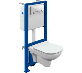 Комплект Cersanit унитаз CITY CO DPL EO slim инсталляци LINK PRO, кнопка ESTETICA пластик белый, с рамкой хром 64277 