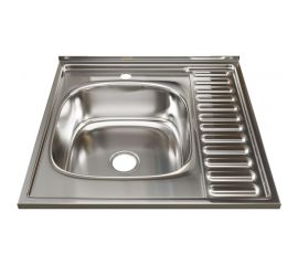 Мойка mixline 60х60х18 см, 0.8, левый выпуск 3 1/2, с сифоном 528018 