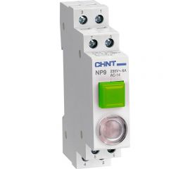 Модульная кнопка CHINT NP9-10D3/1 с подсветкой, 1НО, AC/DC 230В, зеленая 584054 