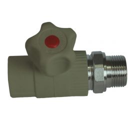 Радиаторный кран ПОЛИТЭК 25x1/2 прямой PPR, серый (25/75), 9999012512с 