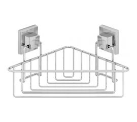 Полка в ванную TEKNO-TEL угловая, 1 ярус, 21х21х15 см, самоклеящаяся, хром EF251 