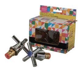 Комплект для смесителя MELODIA маховик Neo + кранбукса 3/8 8х20, керамика, по 2 шт. 34138 