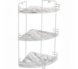 Угловая полка Raindrops White 3-х ярусная, с пластиковой вставкой, мрамор W6746-3AM 